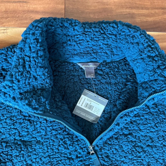 Eddie Bauer Teal Sherpa Quarter Zip Pullover Women’s Medium - Picture 2 of 2